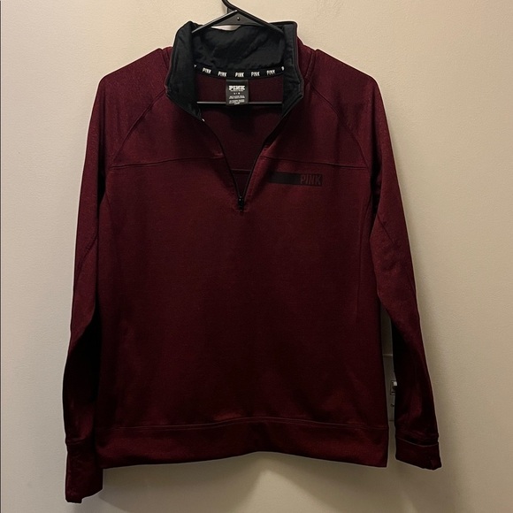 Victoria's Secret Tops - PINK Victoria's Secret Pink Maroon Pullover half zipper size large